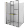 Mexen Kioto+ L Duschwand mit Regal Walk-in 90 x 200 cm, schwarzes Muster, gold - 800-090-123-50-78