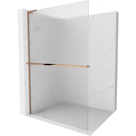 Mexen Kioto+ L Duschwand mit Regal Walk-in 90 x 200 cm, klar, rosegold - 800-090-123-60-09