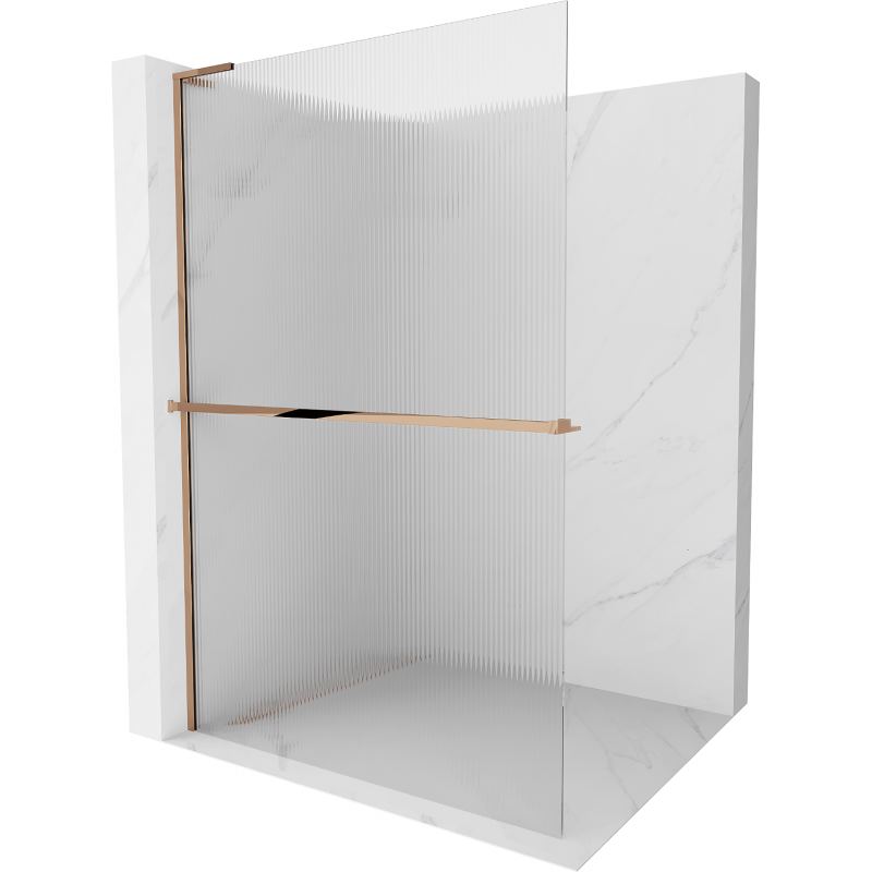 Mexen Kioto+ L Duschwand mit Regal Walk-in 100 x 200 cm, transparent, roségold - 800-100-123-60-09