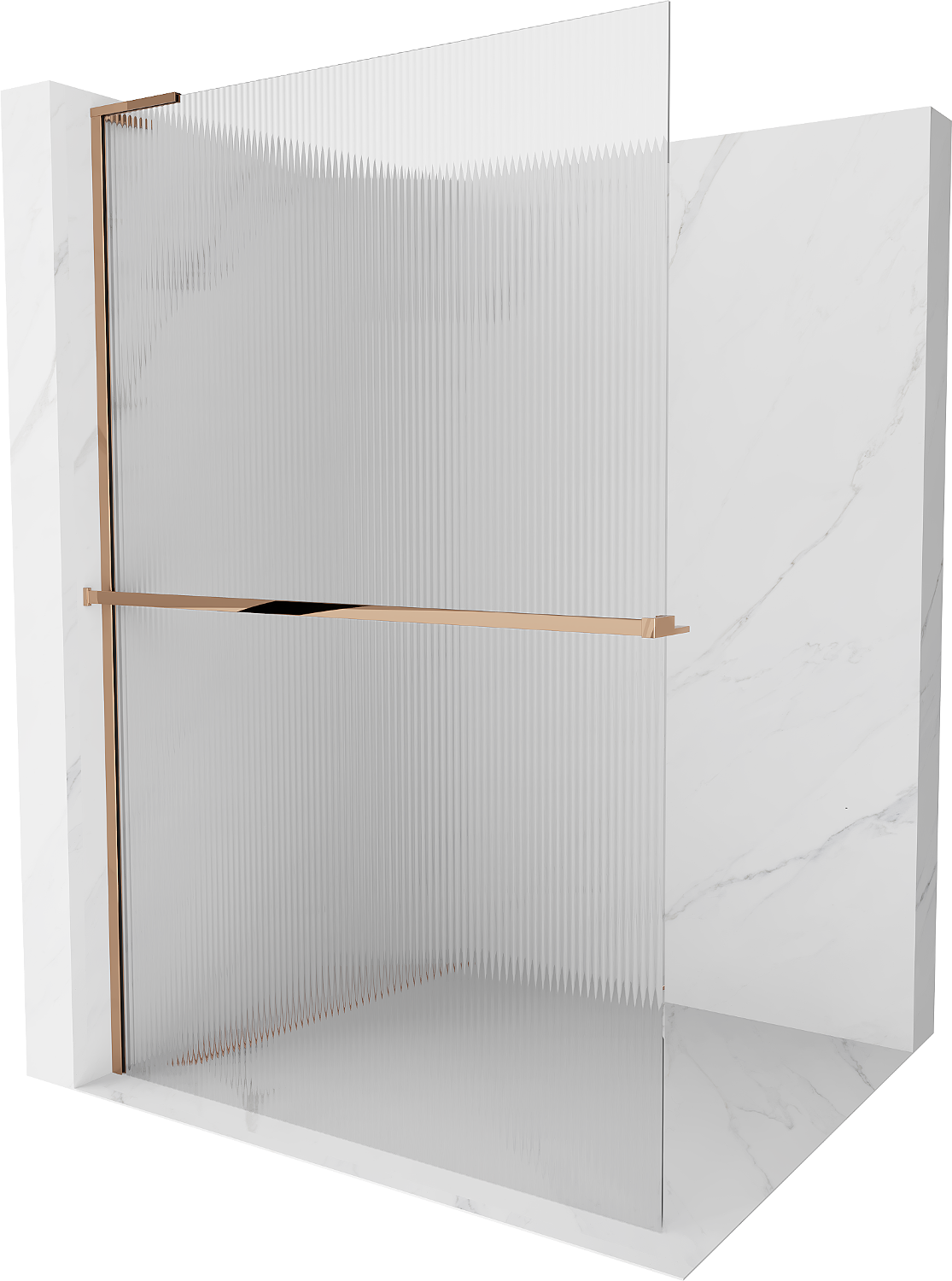 Mexen Kioto+ L Duschwand mit Regal Walk-in 100 x 200 cm, transparent, roségold - 800-100-123-60-09