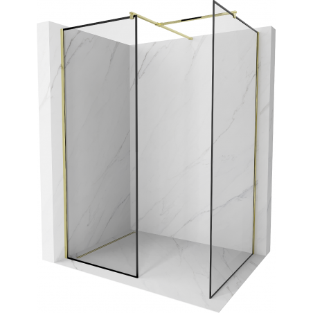 Mexen Kioto Walk-in Duschwand 150 x 120 cm, schwarzes Muster, gold - 800-150-202-50-70-120