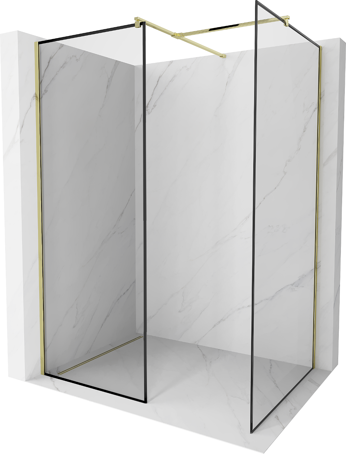 Mexen Kioto Walk-in Duschwand 150 x 120 cm, schwarzes Muster, gold - 800-150-202-50-70-120