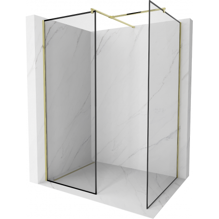 Mexen Kioto Duschwand Walk-in 80 x 70 cm, schwarzes Muster, gold - 800-080-202-50-70-070