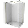 Mexen Kioto Walk-in Duschwand 160 x 70 cm, schwarzes Muster, gebürstetes Gold - 800-160-202-55-70-070