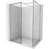 Mexen Kioto Duschwand Walk-in 130 x 110 cm, schwarzes Muster, gebürstetes Gold - 800-130-202-55-70-110