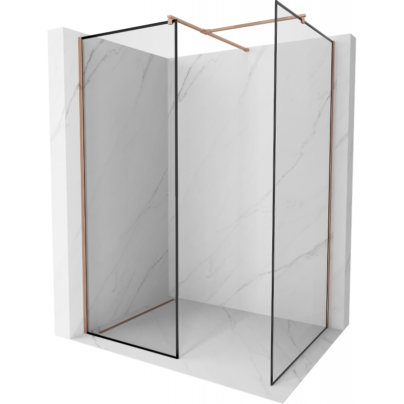 Mexen Kioto Duschwand Walk-in 140 x 70 cm, schwarzes Muster, rosegold - 800-140-202-60-70-070