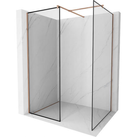 Mexen Kioto Duschwand Walk-in 140 x 70 cm, schwarzes Muster, rosegold - 800-140-202-60-70-070