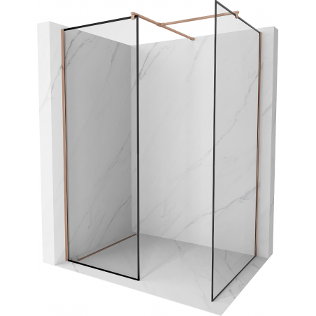 Mexen Kioto Duschwand Walk-in 80 x 80 cm, schwarzes Muster, roségold - 800-080-202-60-70-080