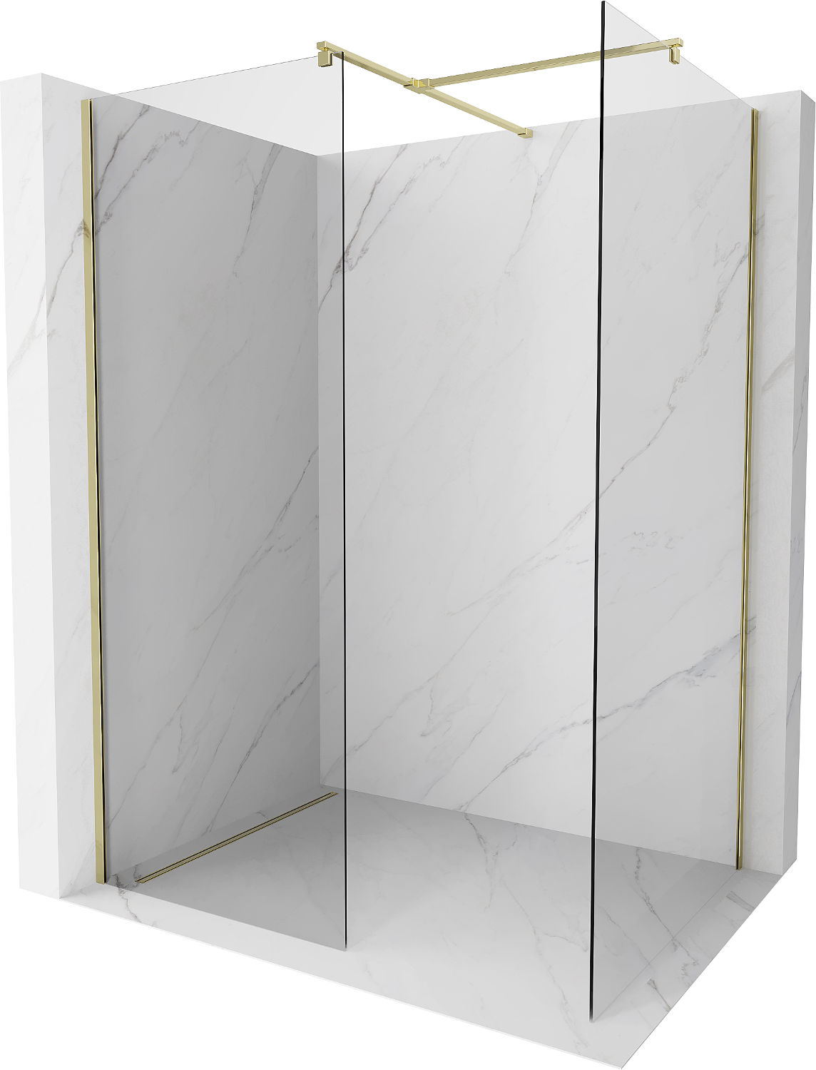 Mexen Kioto Walk-in Duschwand 80 x 80 cm, transparent, gold - 800-080-202-50-00-080