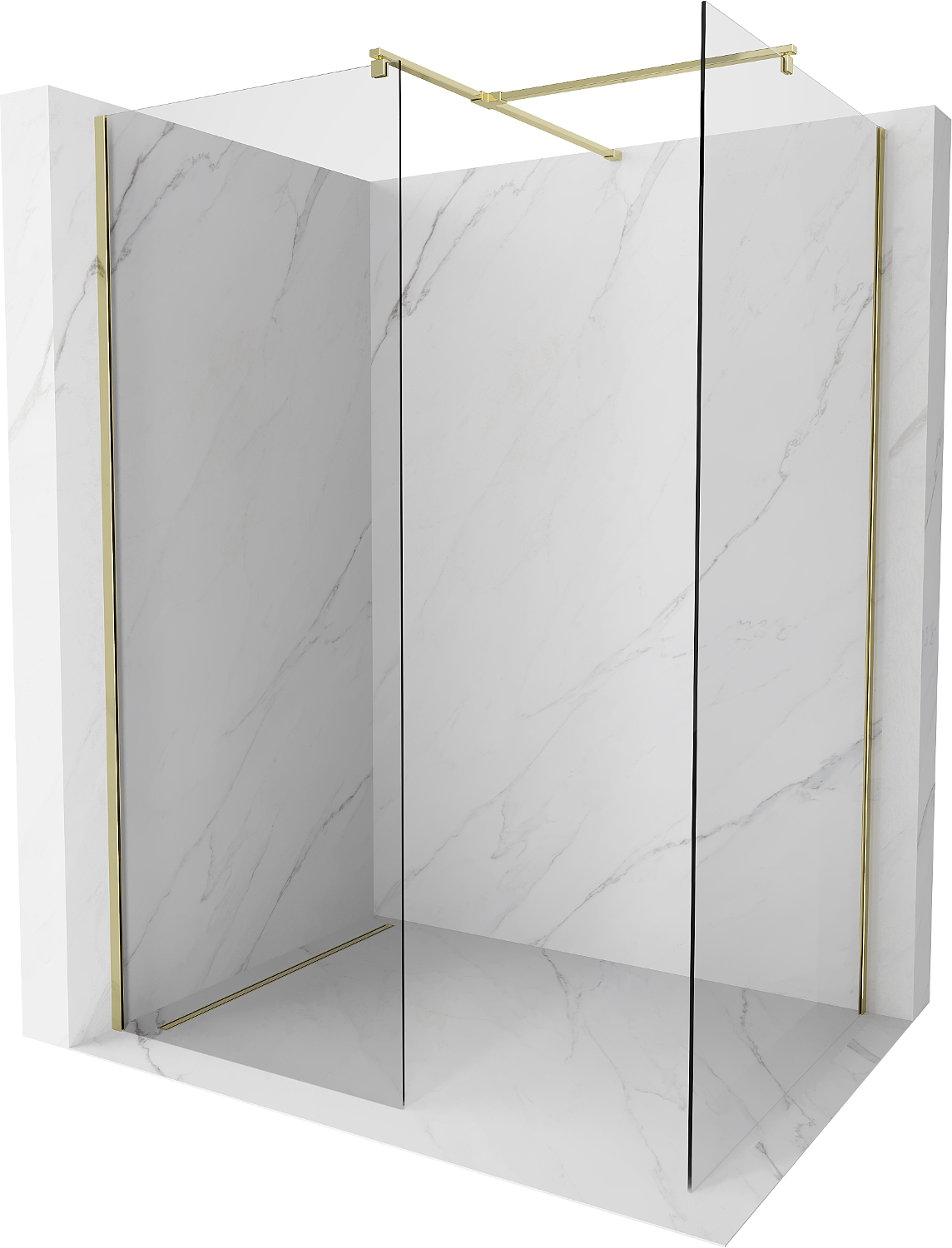 Mexen Kioto Walk-in Duschwand 145 x 120 cm, transparent, gold - 800-145-202-50-00-120