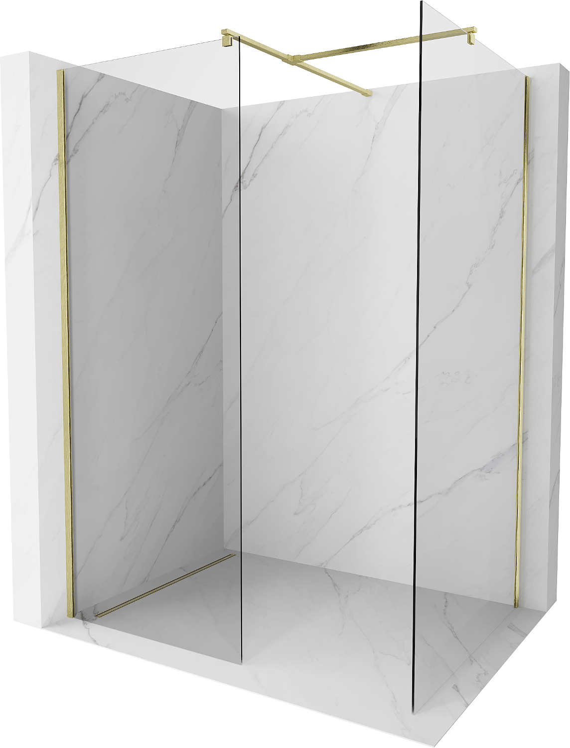 Mexen Kioto Walk-in Duschwand 105 x 70 cm, transparent, gebürstetes Gold - 800-105-202-55-00-070