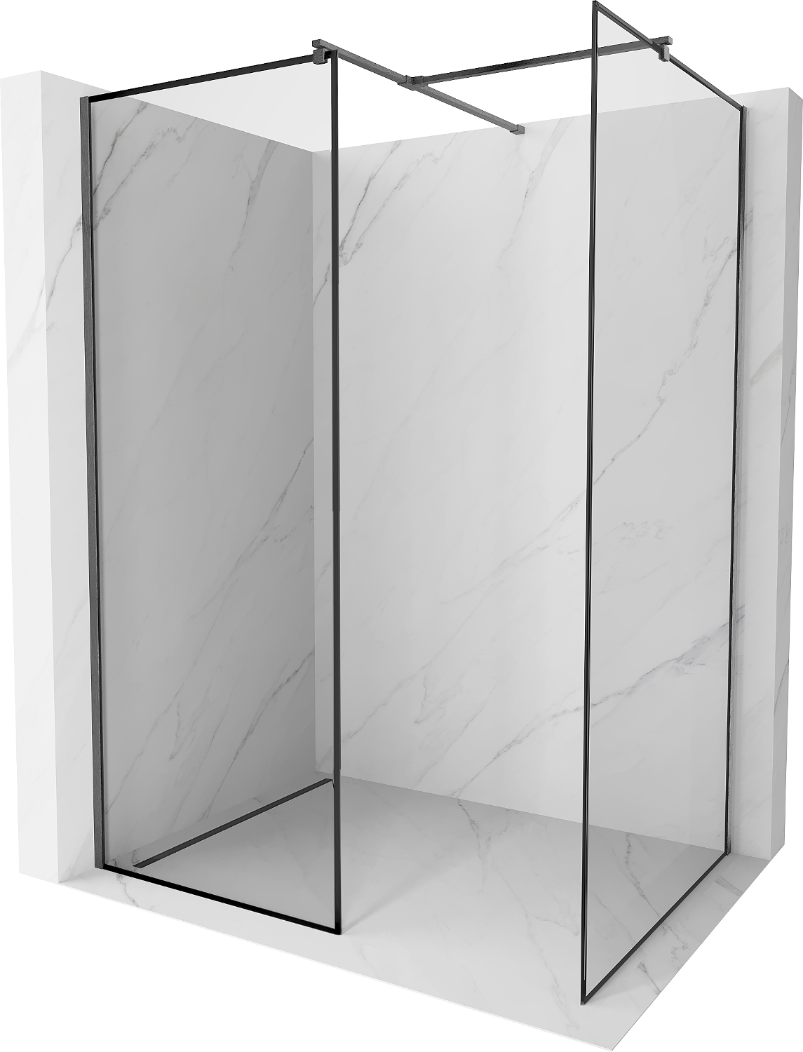 Mexen Kioto Walk-in-Dusche 160 x 70 cm, schwarzes Muster, gebürstetes gun grau - 800-160-202-66-70-070