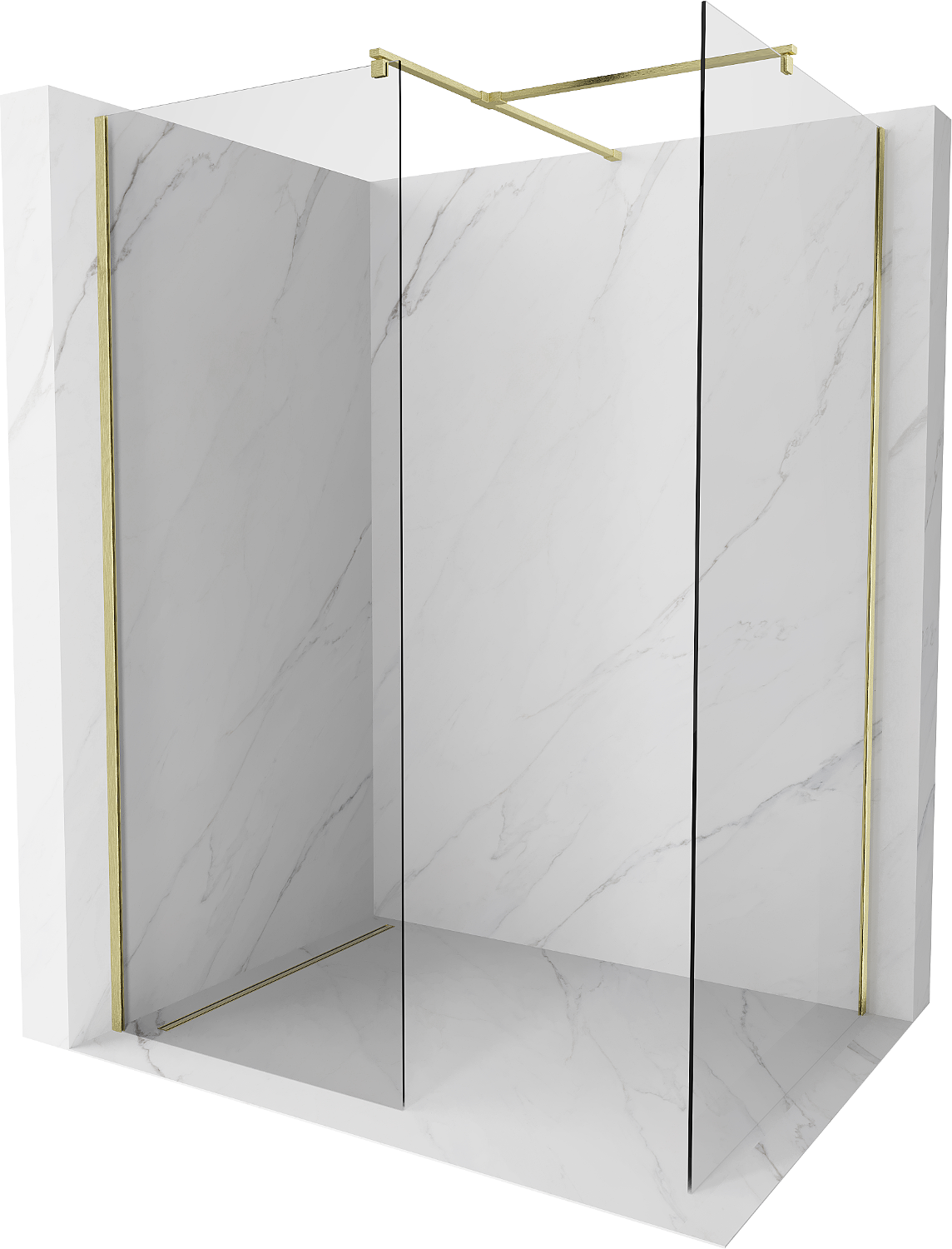 Mexen Kioto Duschwand Walk-in 120 x 85 cm, transparent, gebürstet gold - 800-120-202-55-00-085