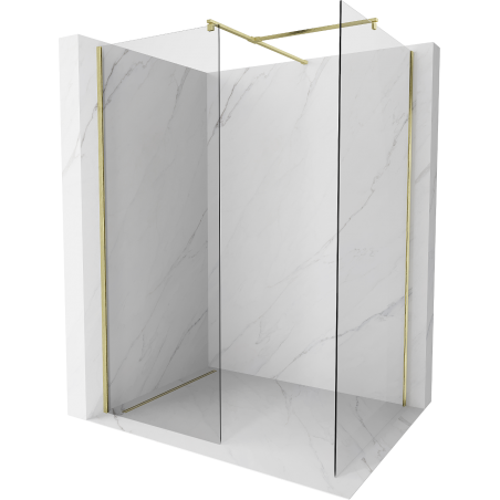 Mexen Kioto Walk-in-Dusche 145 x 80 cm, transparent, gebürstet Gold - 800-145-202-55-00-080