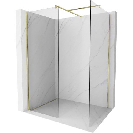 Mexen Kioto Walk-in Dusche Wand 145 x 110 cm, transparent, gebürstetes Gold - 800-145-202-55-00-110