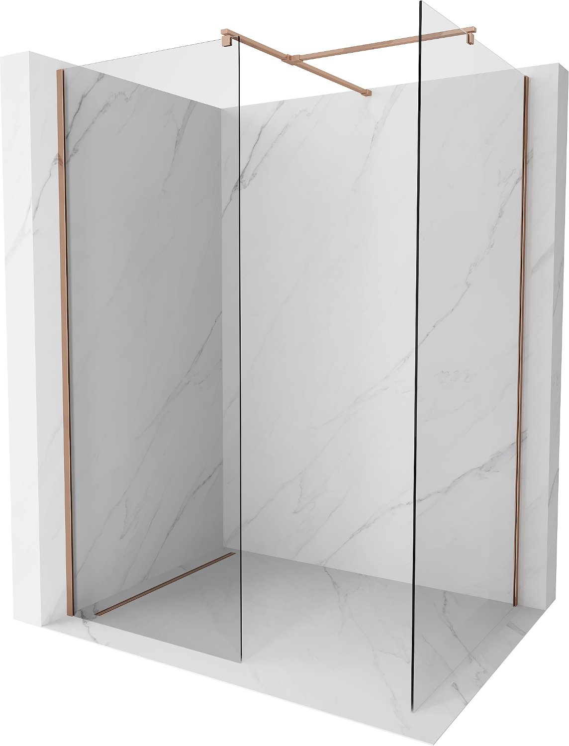 Mexen Kioto Duschwand Walk-in 75 x 70 cm, transparent, roségold - 800-075-202-60-00-070