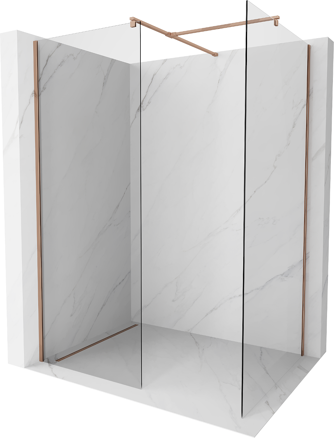 Mexen Kioto Duschwand Walk-in 80 x 70 cm, transparent, roségold - 800-080-202-60-00-070