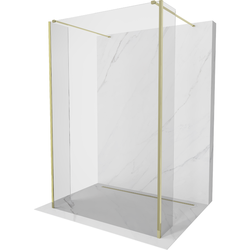 Mexen Kioto freistehende Duschwand 90 x 30 x 30 cm, transparent, gold - 800-090-030-222-50-00-030