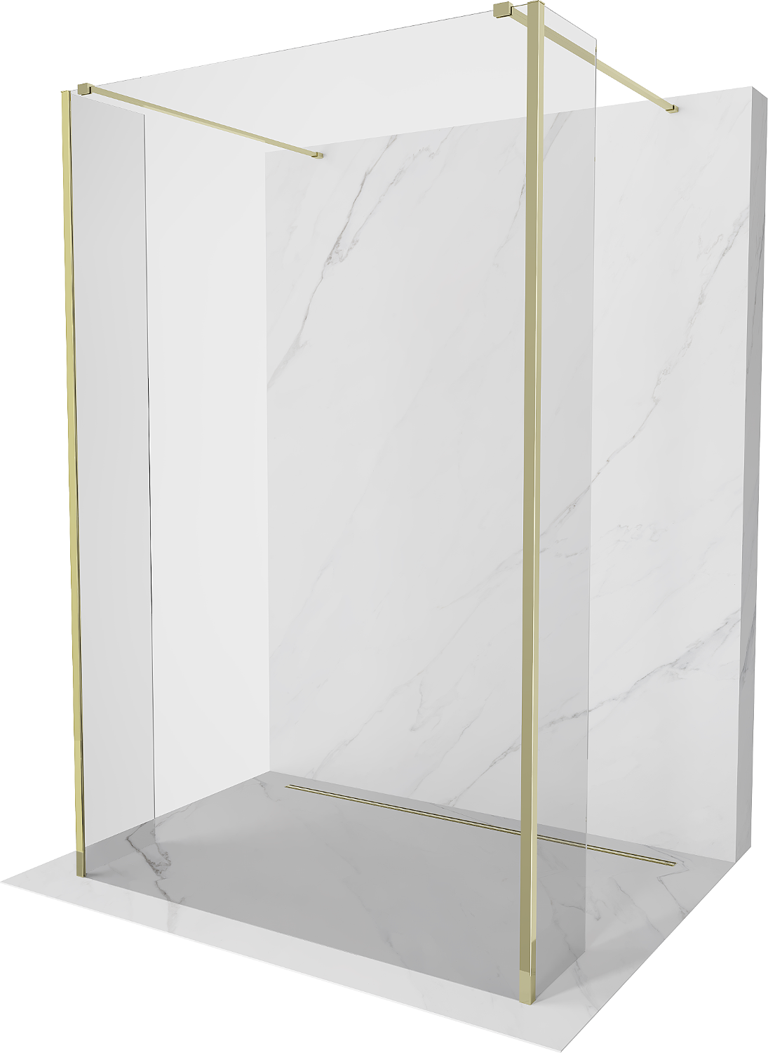 Mexen Kioto freistehende Duschwand 90 x 30 x 30 cm, transparent, gold - 800-090-030-222-50-00-030