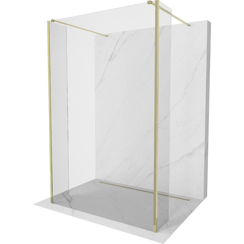 Mexen Kioto freistehende Duschwand 100 x 30 x 30 cm, transparent, gold - 800-100-030-222-50-00-030