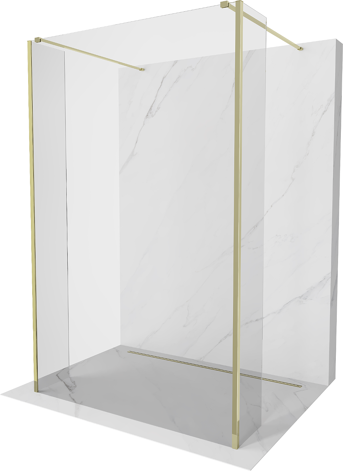 Mexen Kioto freistehende Duschwand 100 x 30 x 30 cm, transparent, gold - 800-100-030-222-50-00-030