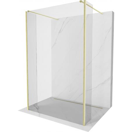 Mexen Kioto freistehende Duschwand 95 x 30 x 30 cm, transparent, gebürstetes Gold - 800-095-030-222-55-00-030