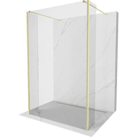 Mexen Kioto freistehende Duschwand 100 x 30 x 30 cm, transparent, gebürstetes Gold - 800-100-030-222-55-00-030