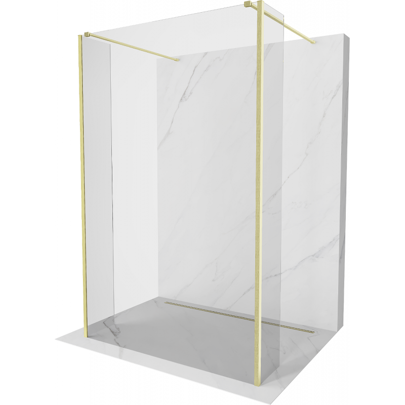 Mexen Kioto freistehende Duschwand 110 x 30 x 30 cm, transparent, gebürstetes Gold - 800-110-030-222-55-00-030