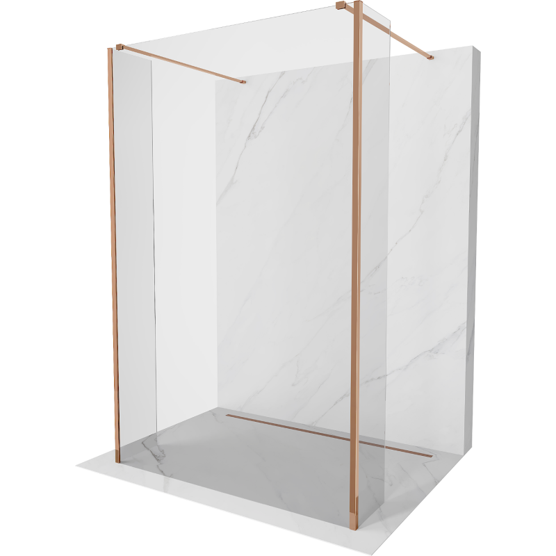 Mexen Kioto freistehende Duschwand 95 x 30 x 30 cm, transparent, roségold - 800-095-030-222-60-00-030