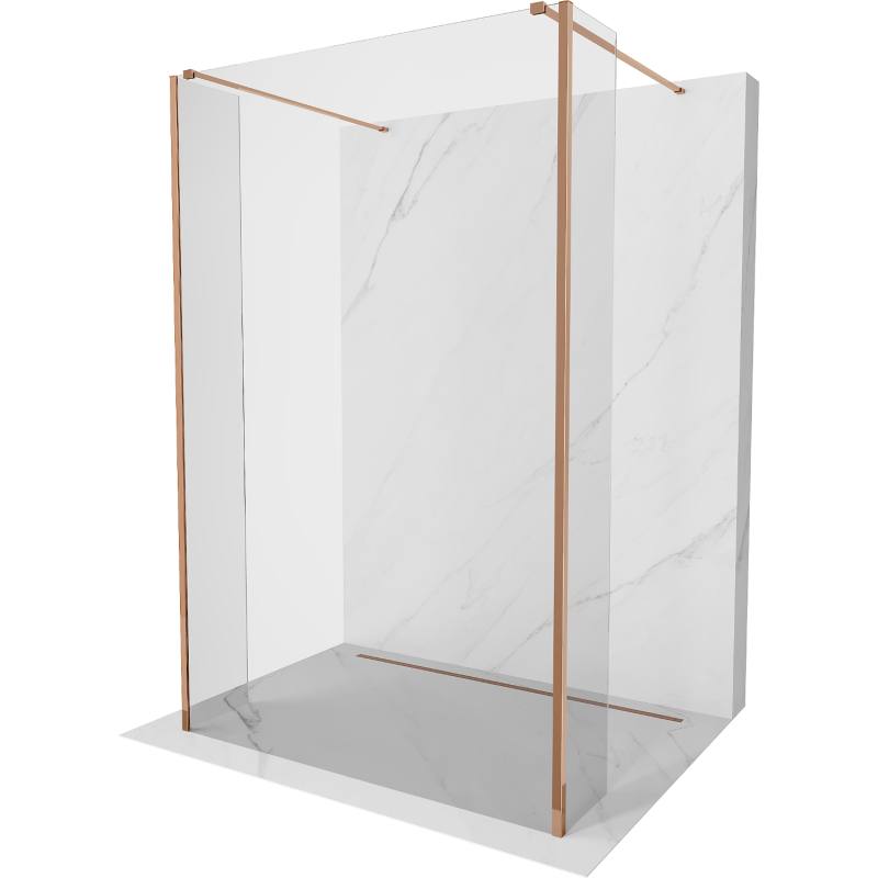 Mexen Kioto Duschwand freistehend 125 x 30 x 30 cm, transparent, roségold - 800-125-030-222-60-00-030