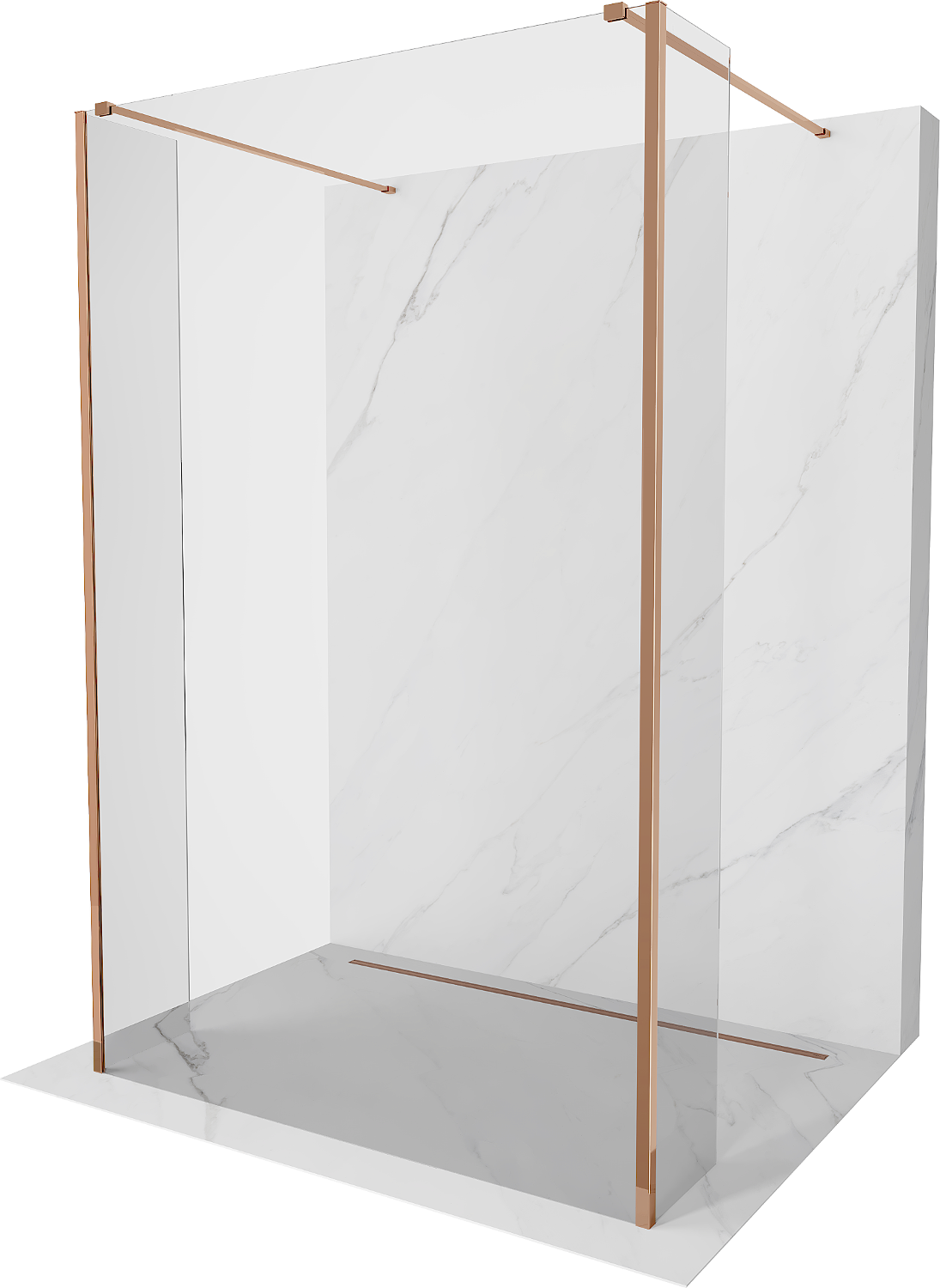 Mexen Kioto Duschwand freistehend 125 x 30 x 30 cm, transparent, roségold - 800-125-030-222-60-00-030