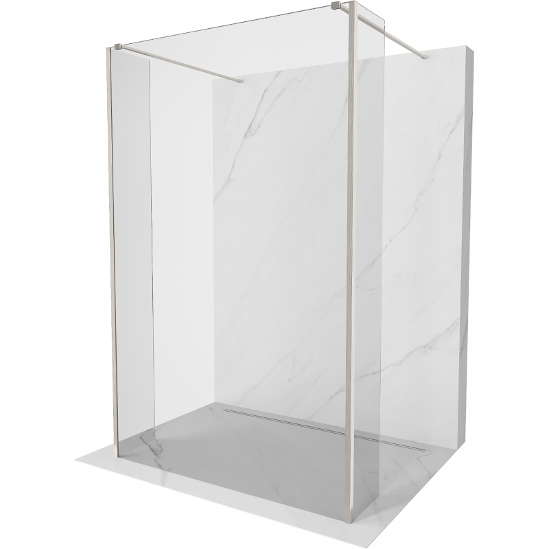 Mexen Kioto Duschwand freistehend 130 x 30 x 30 cm, transparent, gebürstetes Nickel - 800-130-030-222-97-00-030