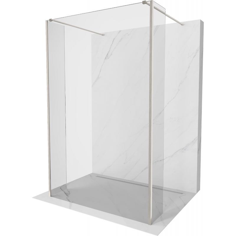 Mexen Kioto Duschwand freistehend 150 x 30 x 30 cm, transparent, gebürstetes Nickel - 800-150-030-222-97-00-030