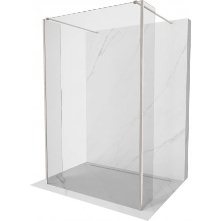 Mexen Kioto Duschwand freistehend 150 x 30 x 30 cm, transparent, gebürstetes Nickel - 800-150-030-222-97-00-030