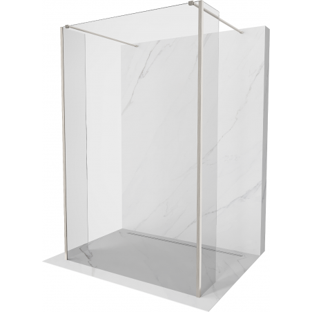 Mexen Kioto Duschwand freistehend 160 x 30 x 30 cm, transparent, gebürsteter Nickel - 800-160-030-222-97-00-030