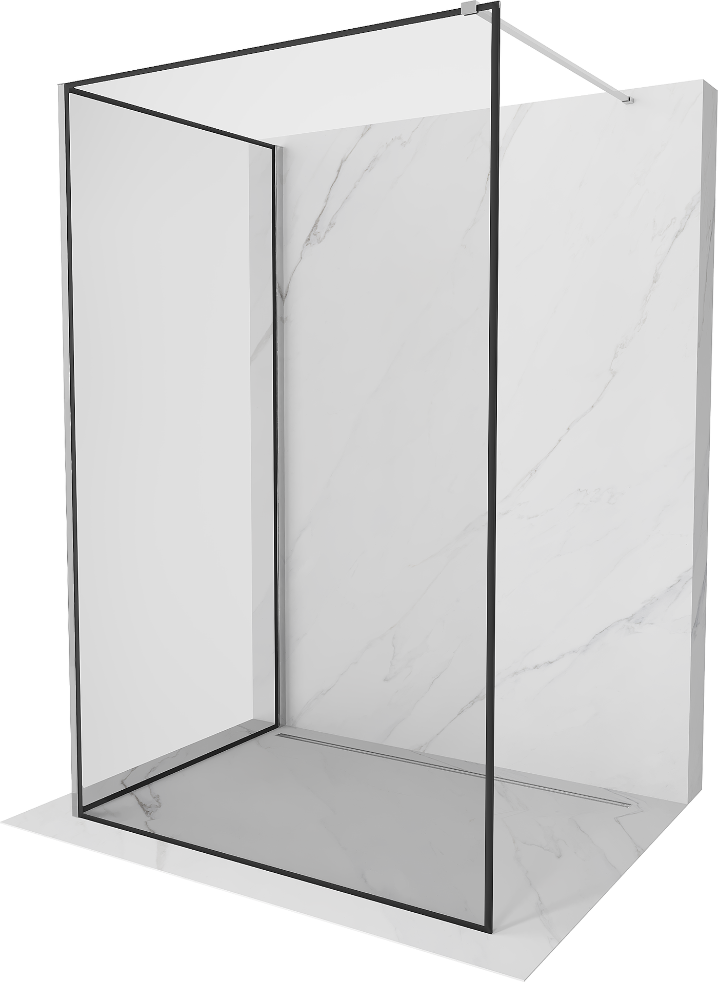 Mexen Kioto Walk-in Duschwand 90 x 90 cm, schwarzes Muster, Chrom - 800-090-212-01-70-090