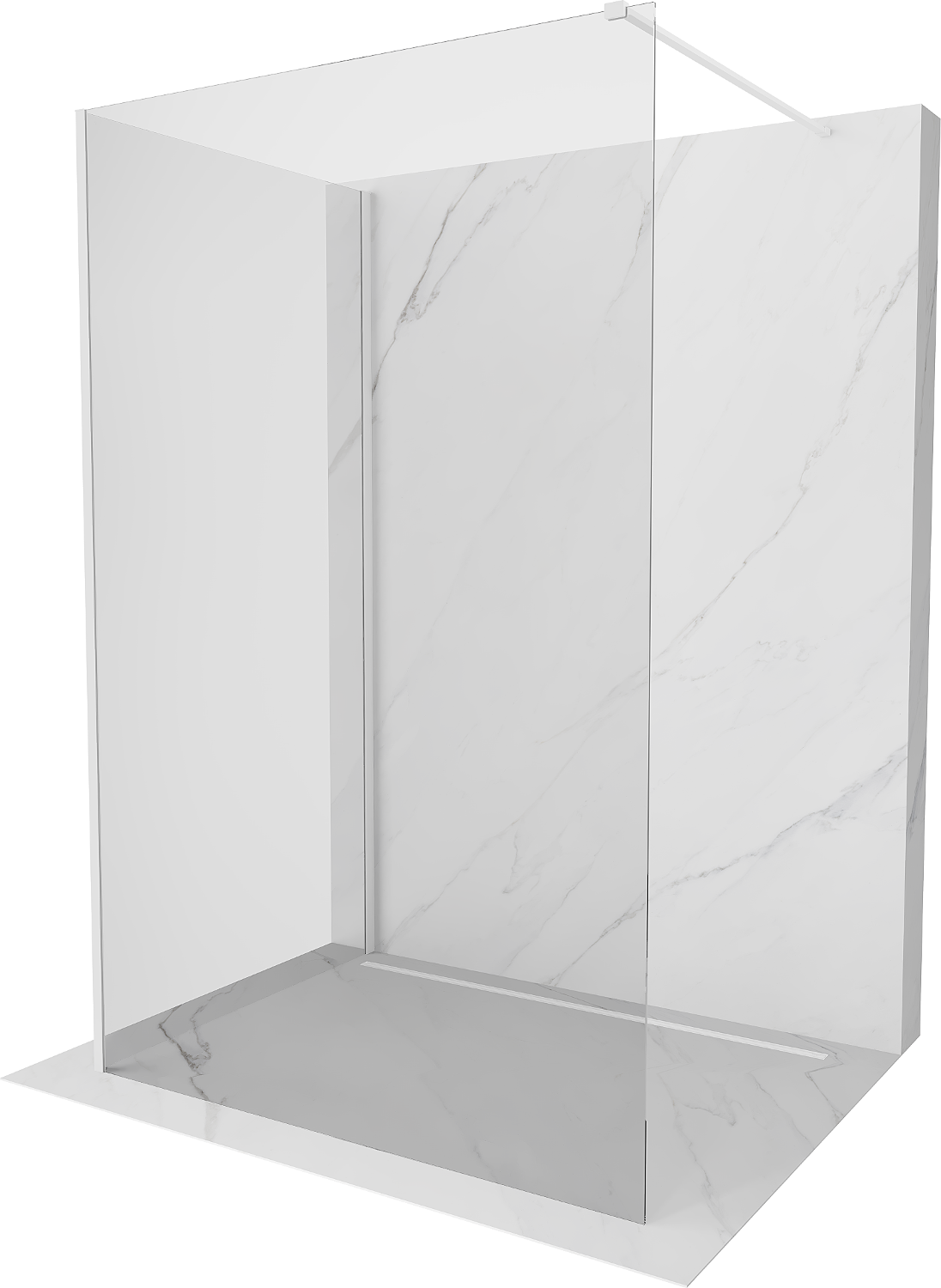 Mexen Kioto Walk-in Duschwand 120 x 70 cm, transparent, weiß - 800-120-212-20-00-070