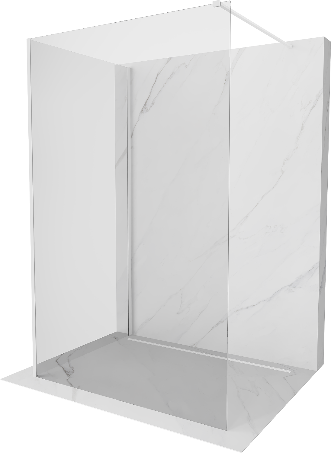 Mexen Kioto Duschwand Walk-in 120 x 85 cm, transparent, weiß - 800-120-212-20-00-085