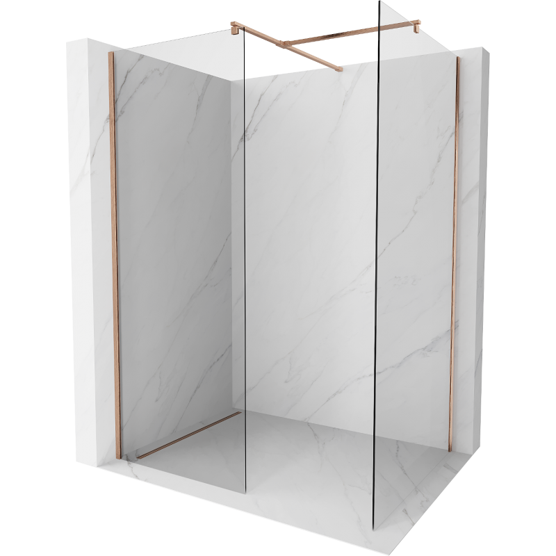 Mexen Kioto Walk-in-Dusche 170 x 120 cm, transparent, gebürstetes Kupfer - 800-170-202-65-00-120