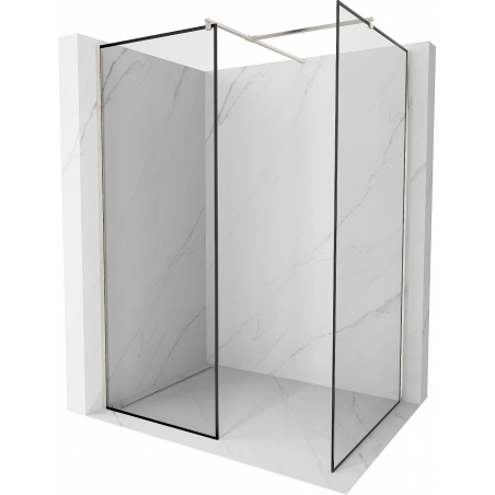 Mexen Kioto Walk-in-Dusche 120 x 110 cm, schwarzes Muster, gebürstetes Nickel - 800-120-202-97-70-110