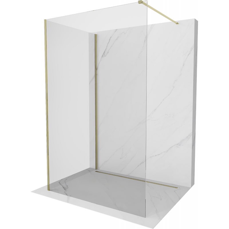 Mexen Kioto Walk-in Duschwand 100 x 70 cm, transparent, gold - 800-100-212-50-00-070