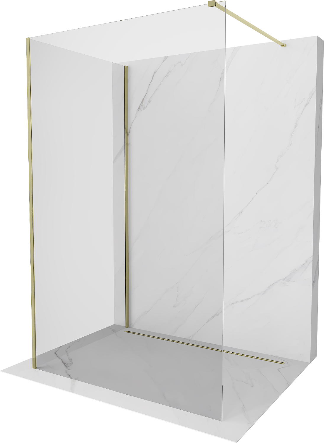 Mexen Kioto Walk-in Duschwand 100 x 70 cm, transparent, gold - 800-100-212-50-00-070