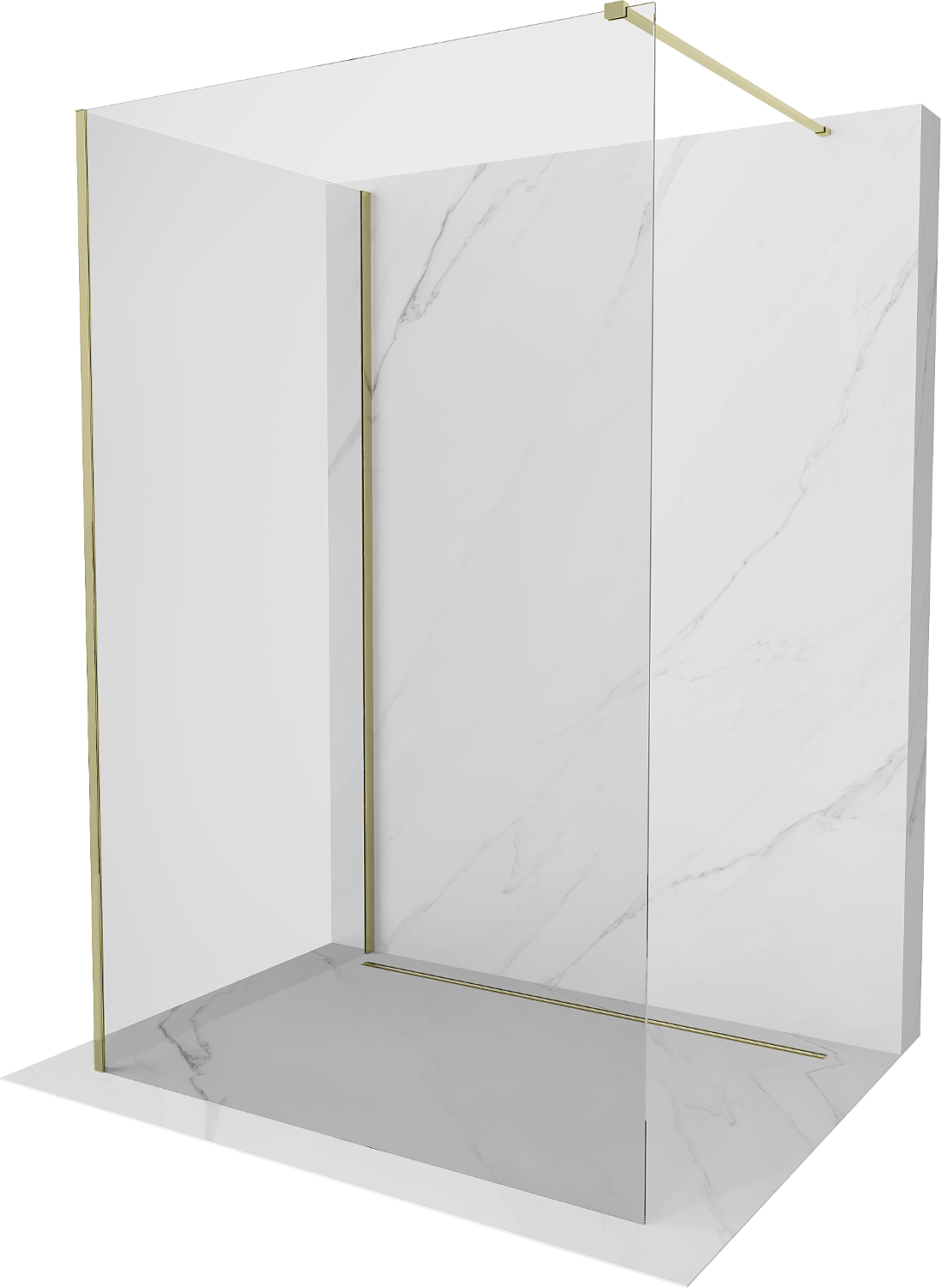 Mexen Kioto Walk-in Duschwand 120 x 70 cm, transparent, gold - 800-120-212-50-00-070