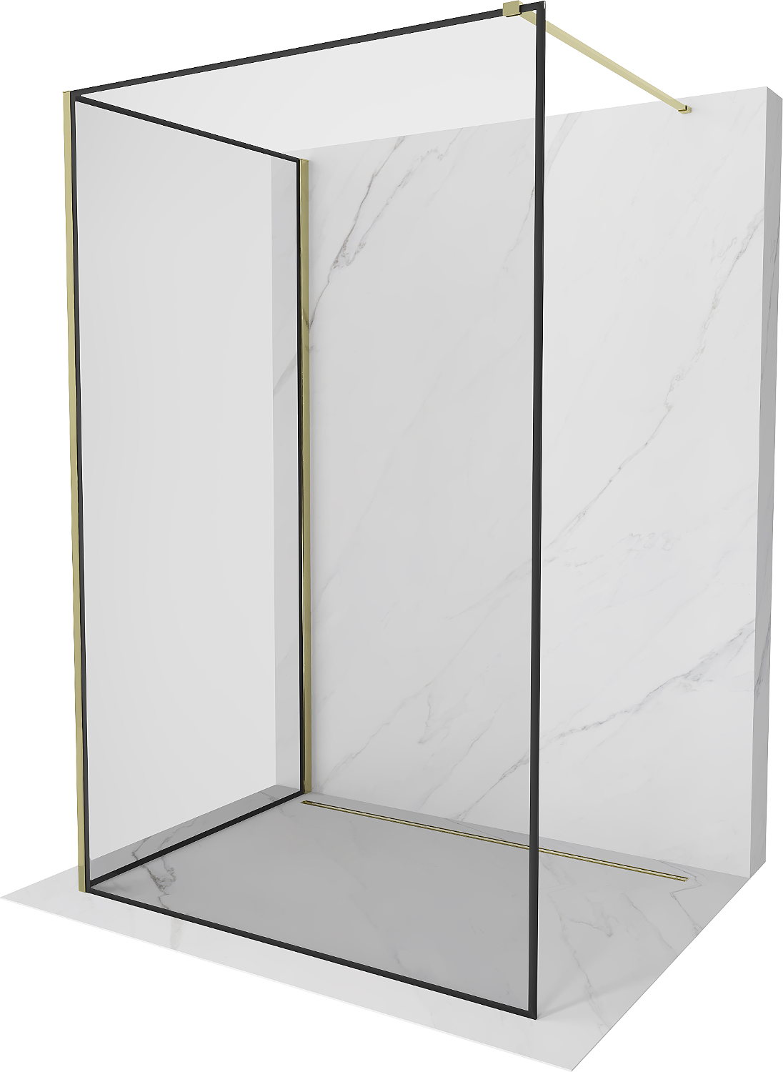 Mexen Kioto Walk-in Duschecke 90 x 70 cm, schwarzes Muster, gold - 800-090-212-50-70-070