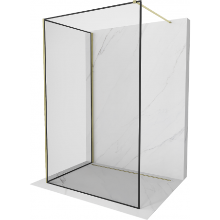 Mexen Kioto Duschwand Walk-in 100 x 70 cm, schwarzes Muster, gold - 800-100-212-50-70-070