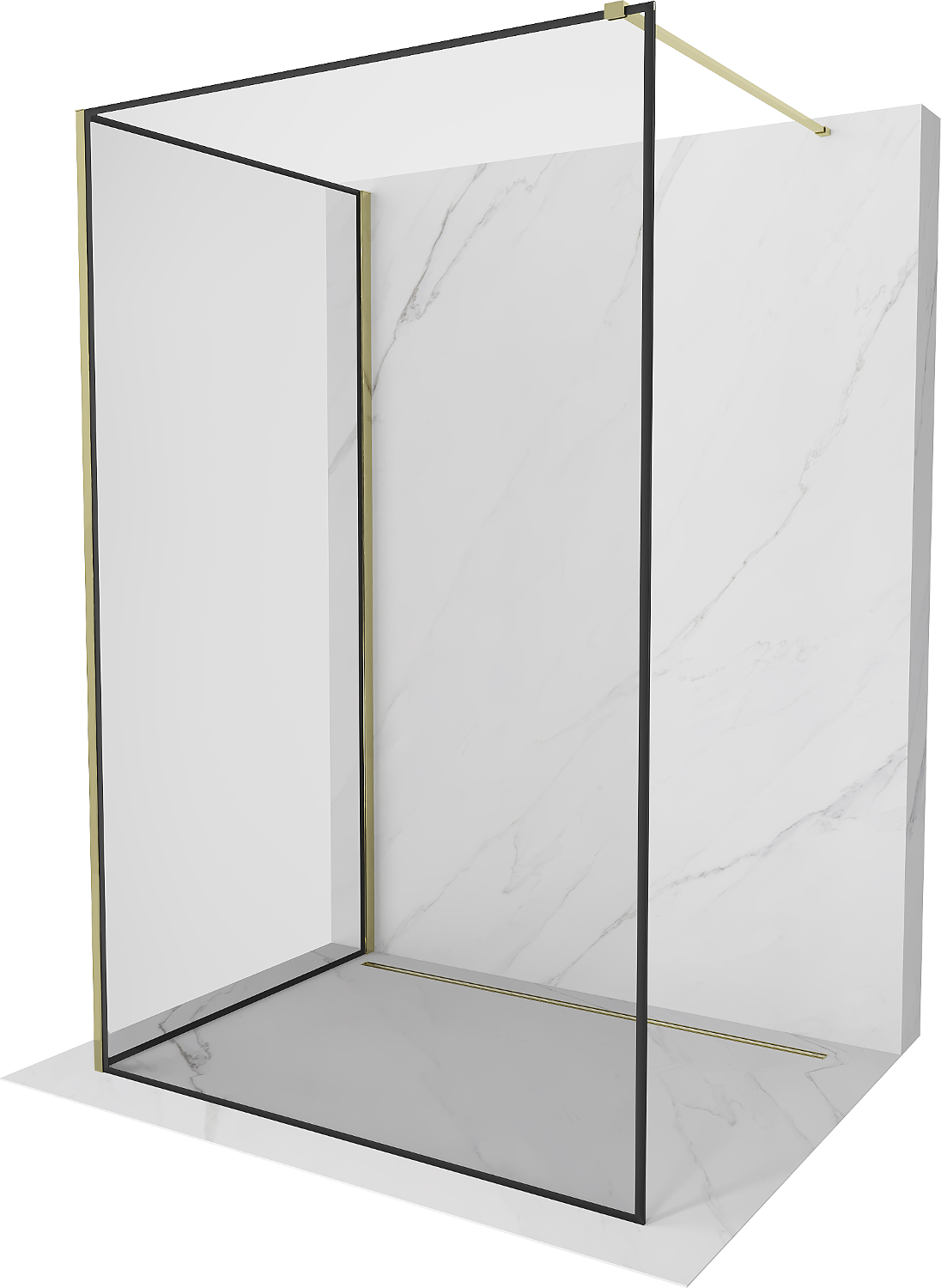 Mexen Kioto Duschwand Walk-in 120 x 70 cm, schwarzes Muster, gold - 800-120-212-50-70-070