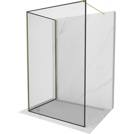 Mexen Kioto Duschwand Walk-in 140 x 70 cm, schwarzes Muster, gold - 800-140-212-50-70-070