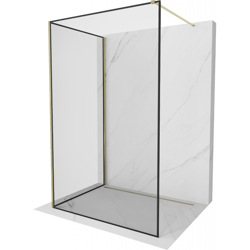 Mexen Kioto Duschwand Walk-in 130 x 90 cm, schwarzes Muster, gold - 800-130-212-50-70-090