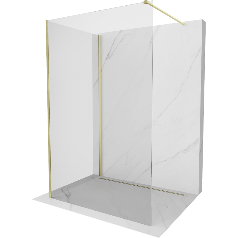 Mexen Kioto Duschwand Walk-in 110 x 70 cm, transparent, gebürstetes Gold - 800-110-212-55-00-070