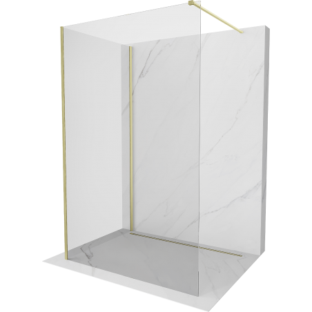 Mexen Kioto Duschwand Walk-in 110 x 70 cm, transparent, gebürstetes Gold - 800-110-212-55-00-070